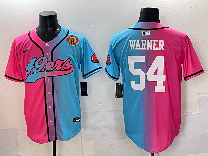 Men 2025 San Francisco 49ers #54 Warner Pink Blue pink Nike Limited NFL Jersey 002